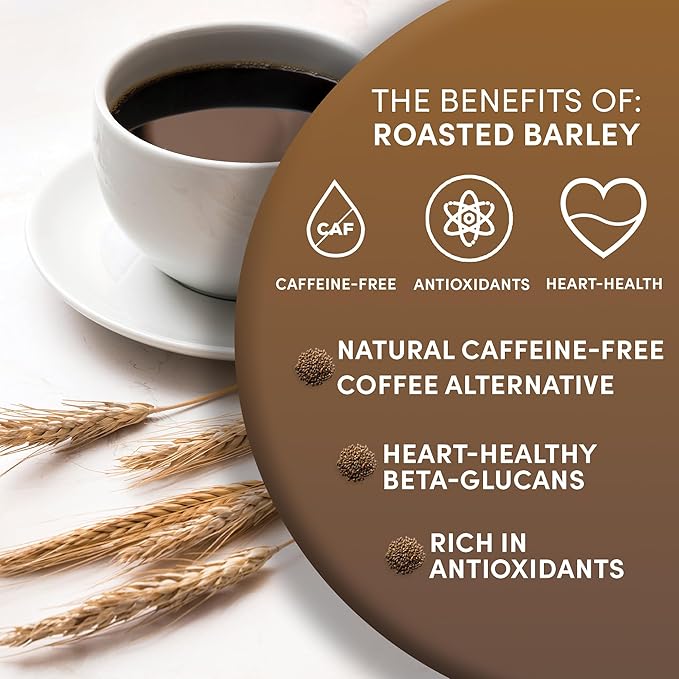 Worldwide Botanicals Organic Barley, Dark Roast – 1 lb –Italy’s Orzo, their Favorite Caffeine-Free Coffee Alternative – Brew Like Coffee – Acid Free, Kosher, Ground, 16 ounces