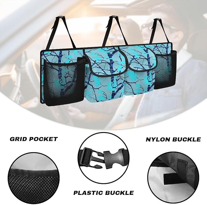 Car Trunk Organizer,Blue Tree Branch Camouflage Large Backseat Trunk Organizer,Collapsible Car Storage Bag,Auto Backseat Storage Bag Decoration for SUV/MPV/Truck