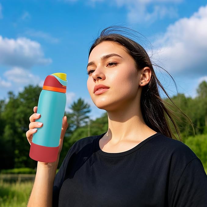 2PCS Silicone Water Bottle Boot, Compatible with Owala 24oz 32oz 40oz, Protective Anti-Scratch & Anti-Dent No Noise Sleeve Cover for FreeSip/Twist/Flip Water Bottles (Burgundy, 32oz)