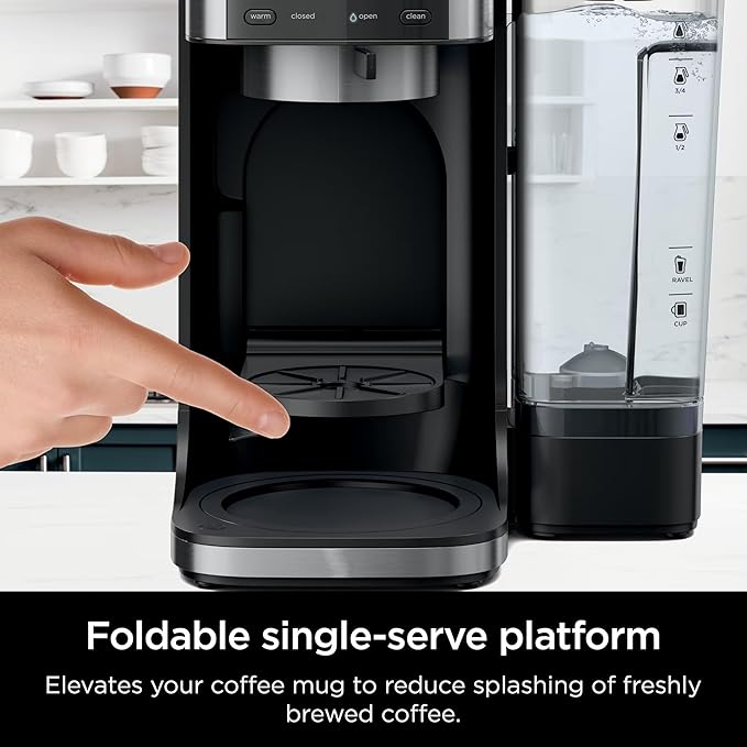 Ninja DualBrew Pro Hot & Iced Coffee Drip Coffee Maker | Compatible with K-Cup Pods | 3 Brew Styles (Classic, Rich, & Iced) | 70oz Removable Reservoir & Dishwasher Safe | Black | 14-Cup (Renewed)