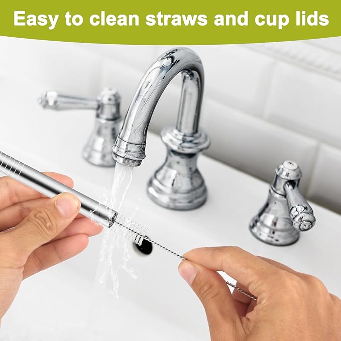 6Pcs Metal Straw Replacement Compatible With Owala FreeSip Sway 40oz Water Bottle, With 2 Straw Cleaner, Reusable Stainless Steel Straws for Owala