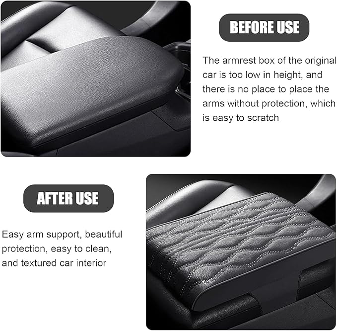 Car Center Console Cover for Ford Edge Sport 2011-2014, Universal Memory Foam Leather Comfortable Soft Armrest Box Pad Cushion Protector Accessories Easy to Clean,Beige