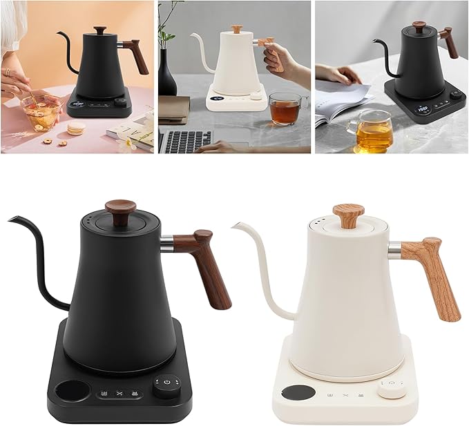 Electric Gooseneck Kettle,1200W Electric Tea Kettle With Stainless Steel Inner Lcd Screen Timing Constant Temperature Control Quick Heating Water Boiler For Coffee Tea Brewing (black)