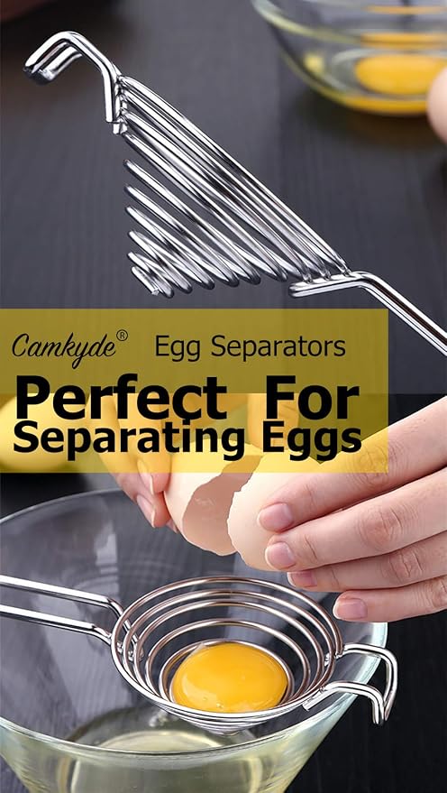 CAMKYDE Egg Separator Food Grade Stainless Steel Egg Yolk White Separation Tool (Blue)
