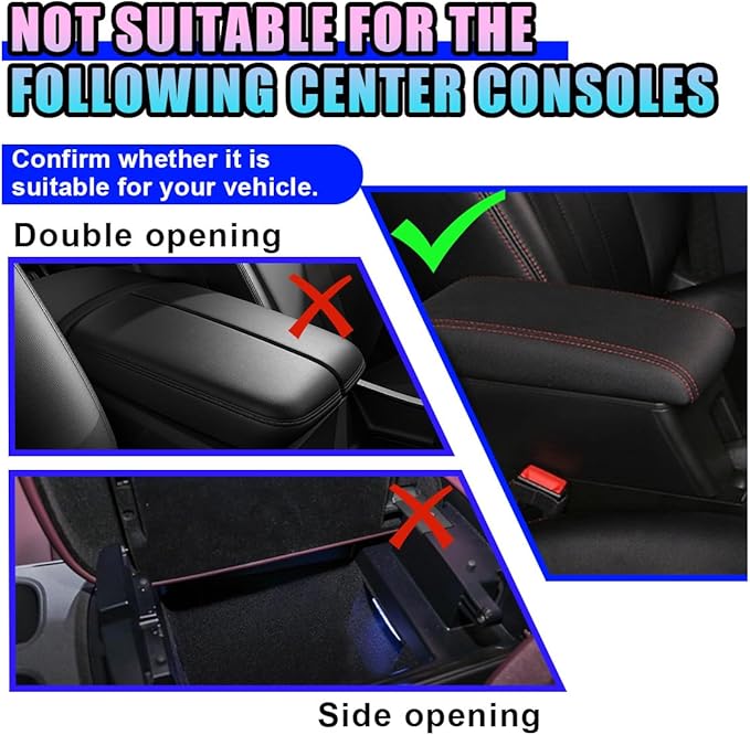 Leather Car Center Console Cover, Anti-Scratch Auto Middle Console Protective Cushion with 2 Storage Bags, Universal Waterproof Vehicle Armrest Pad Accessory for Sedan, SUV, Truck (Burgundy)