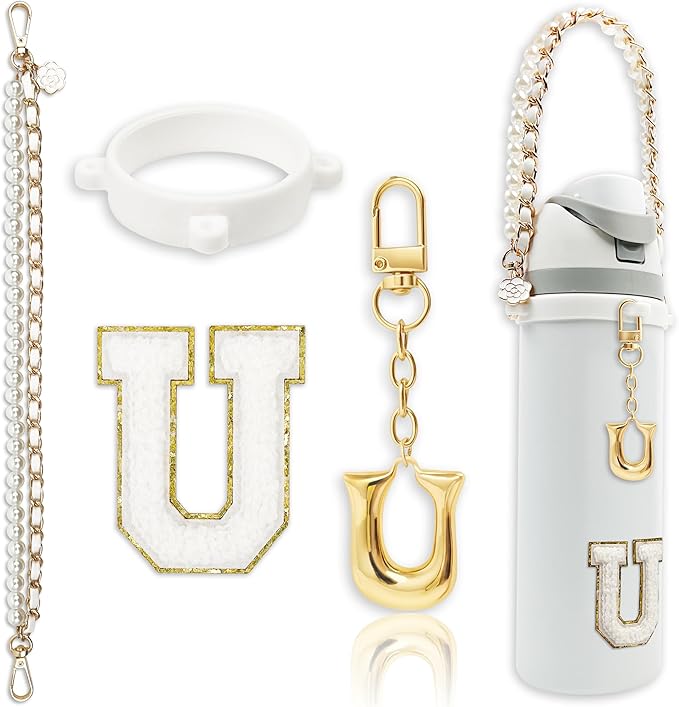 Letter Handle Strap Accessories with Cute Initial Charm Compatible with Owala Water Bottle 24oz 32oz 40oz Owala Kids