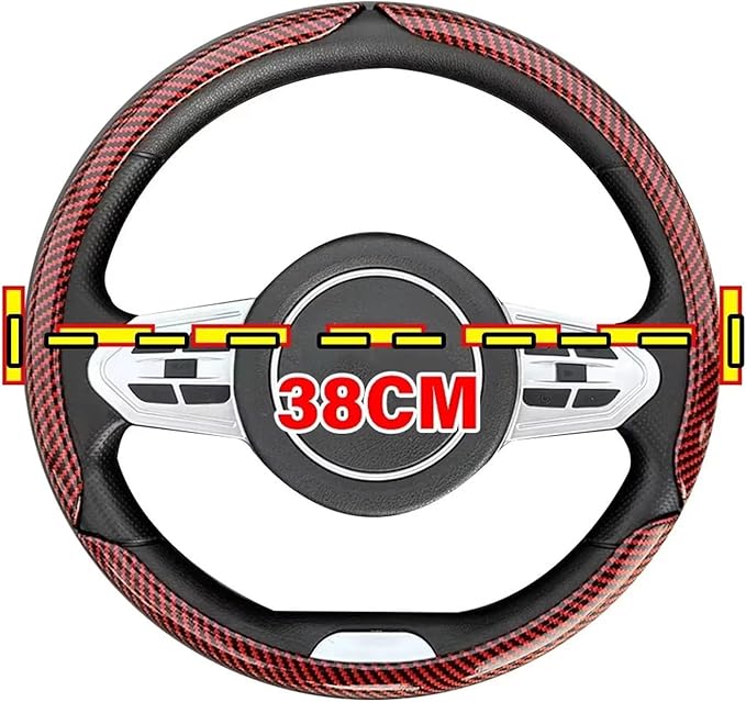 3PCS Universal Car Steering Wheel Cover - Warm Winter 38cm Round Glossy Laser Carbon Fiber fit for Interior Accessories(3PCS Yellow)