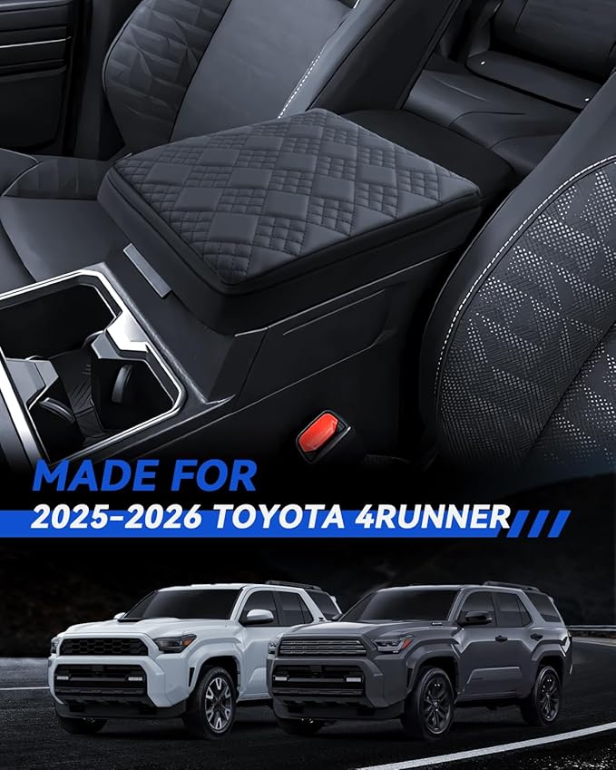Armrest Cover for 2025 2026 Toyota 4Runner Accessories Center Console Middle Lid Pad Protector for Car Elbow Rest-Thickened
