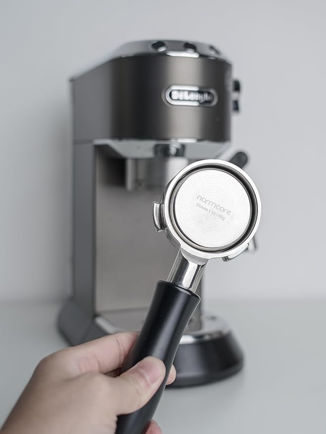 Normcore 51mm High Extraction Filter Basket, 16-18g High Uniformity Precision Basket Fits Delonghi Portafilters, 0.8mm Thickness, 2415 Hole Pattern, Comes with a 51mm Puck Screen and Paper Filters