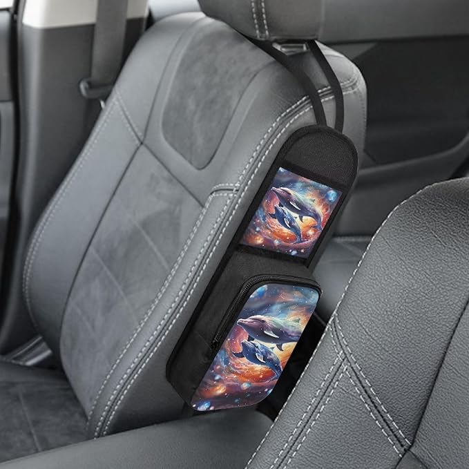 Dolphin Planet Car Seat Side Organizer Car Seat Side Storage Hanging Bag, Car Organizers and Storage Front Seat Multi-Pocket Auto Seat Storage Bag for Mobile Phone, Wallet, Glasses
