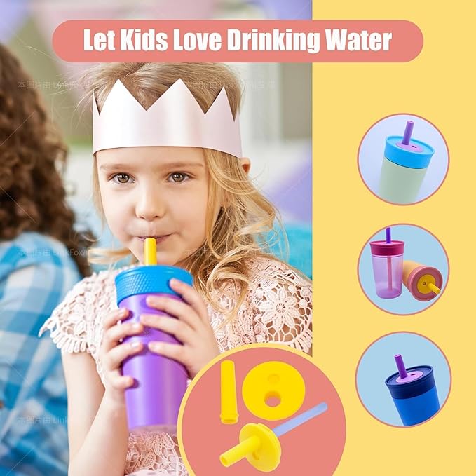 2Pack Silicone Straw Replacement for Owala Water Bottle & Tumbler,Leak-Proof Food Grade Kids Straw,Removable Replacement Lid Part,Dish Washer Safe,Make Kids Love Driking