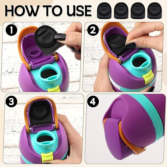 4pcs Replacement Stopper Seal Compatible with Owala FreeSip 24oz 32oz,Water Bottle Lid Insert Cap Silicone Seal Parts for Owala 16/19/24/32/40oz Spout Gasket Mouth piece Accessories F6