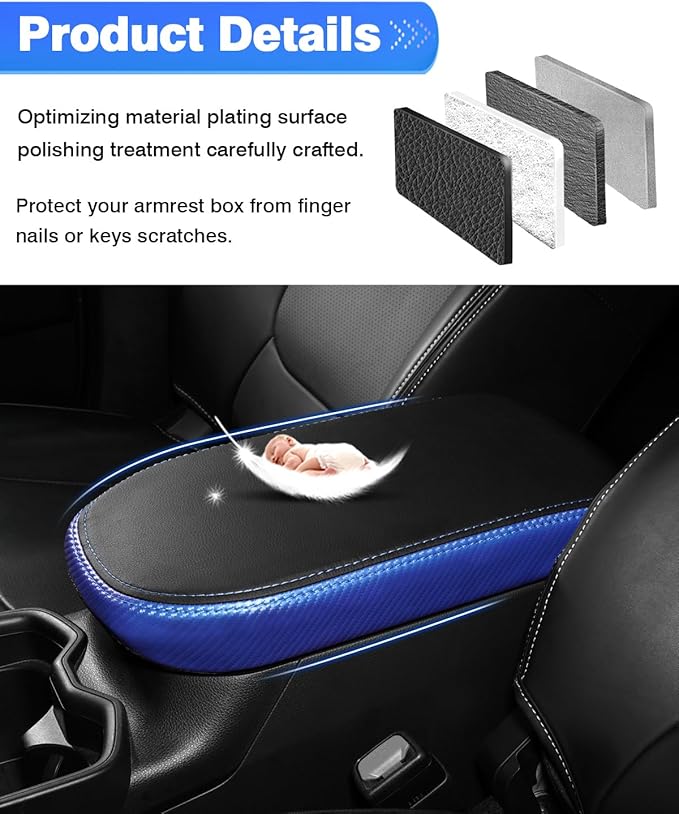 Autorder Center Console Cover for 2019-2022 2023 2024 2025 Toyota RAV4 Accessories Armrest Cover Anti-Scratch Middle Console Pad Leather Armrest Protector