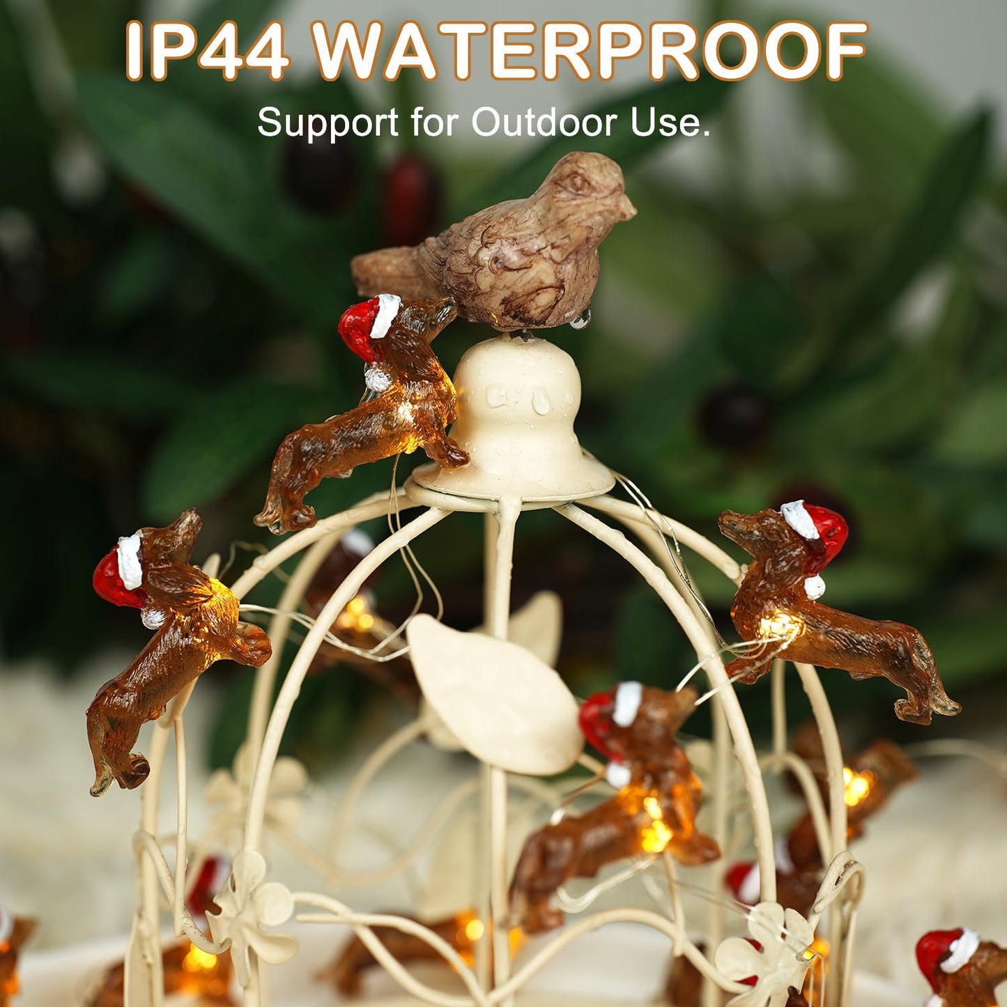 KAiSnova Dachshund Dog String Lights, 10ft, 30 LEDs, Remote Control, Copper, Indoor/Outdoor Decoration, Model KA-KA01