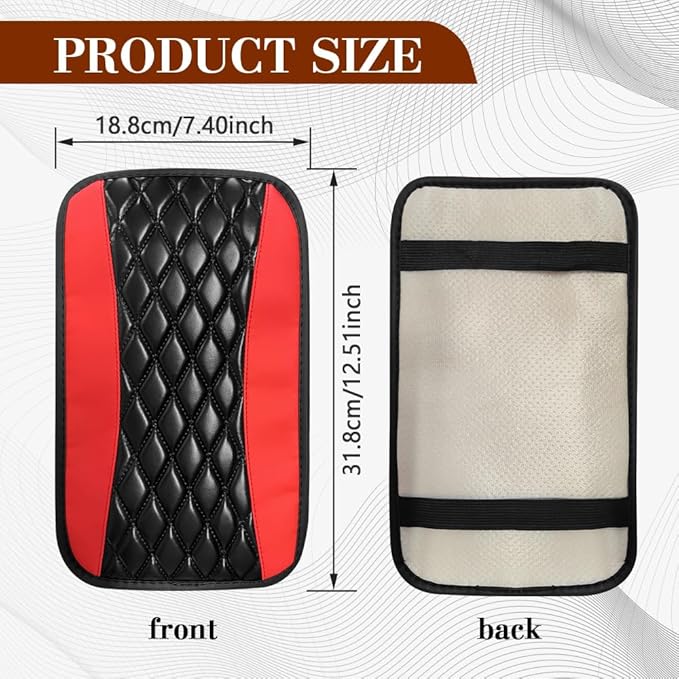 Car Armrest Cover, Car Center Console Cushion Pad, PU Leather Auto Armrest Cover Protector, Universal Armrest Waterproof Non Slip Interior Accessories Suitable for Most Cars, Vehicles, SUVs