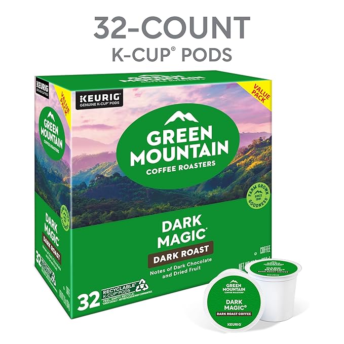 Green Mountain Coffee Roaster Dark Magic Keurig Single-Serve K-Cup Pods, Dark Roast Coffee, 32 Count