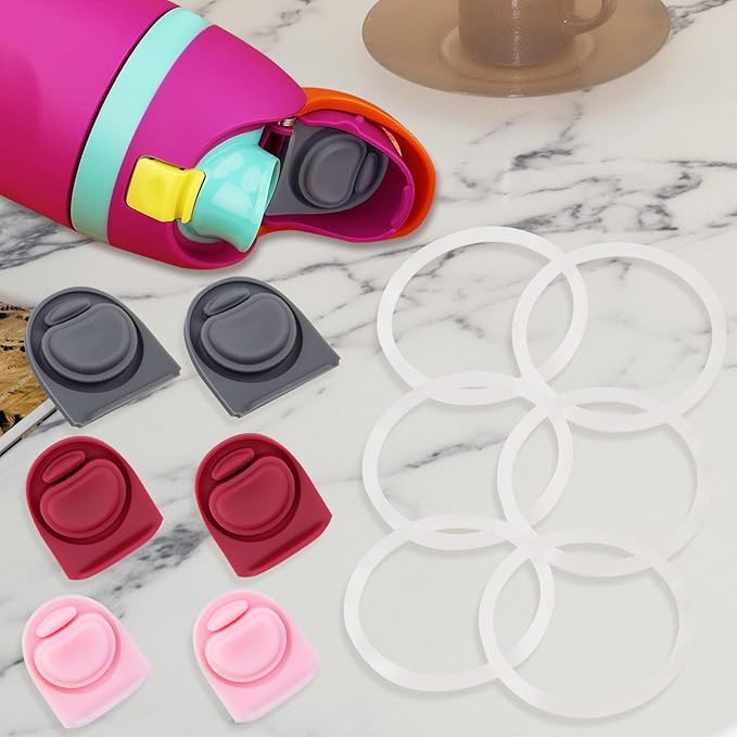6 Sets Replacement Stopper and O Ring Gasket Compatible with Owala FreeSip 24oz 32oz,Water Bottle Lid Insert Cap Silicone Seal Parts for Owala 16/19/24/32/40oz Mouth Piece Accessories Z6S3