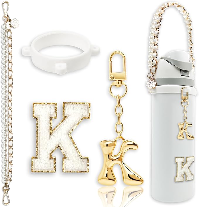 Letter Handle Strap Accessories with Cute Initial Charm Compatible with Owala Water Bottle 24oz 32oz 40oz Owala Kids
