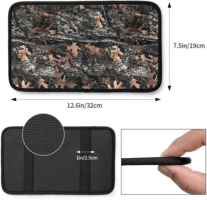 Camouflage Car Center Console Armrest Cover Seat Box Lid Covers Protective Pad Cushion Brown and Gray Army Camo Arm Rest Lid Pads SUV Sedans Vans Truck Accessories