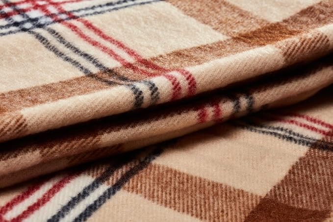 Arus Acrylic Highlands Collection Queen Size Tartan Plaid Design Throw Blanket Sahara, 60x80 inch
