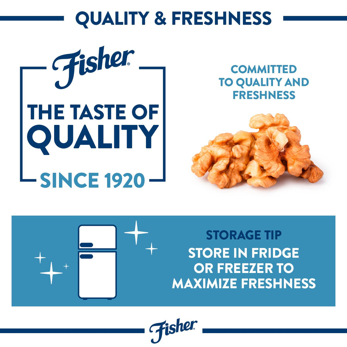 Fisher Chef's Naturals Walnut Halves & Pieces 16 oz, 100% California Unsalted Walnuts for Baking & Cooking, Healthy Snacks for Adults, Resealable Bag, Vegan Protein, Keto Snack, Chopped Nuts, Topping
