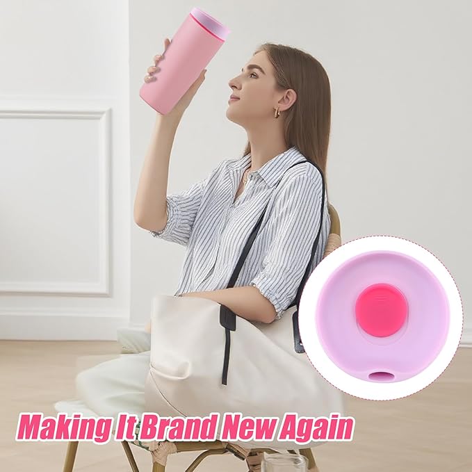 Replacement Lid for Owala SmoothSip Slider 20oz & 12oz, Top Cover Compatible with Owala 24oz Coffee Tumbler, Coffee Travel Mugs Leakproof Accessories, BPA-Free (Light Pink)