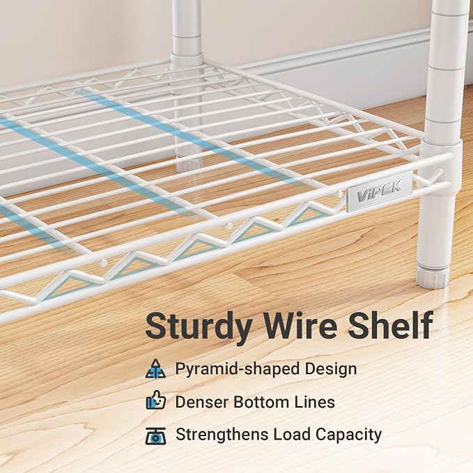 VIPEK V7 Garment Racks for Hanging Clothes Heavy Duty Clothes Rack with Shelves, Portable Closet Rack Metal Clothing Racks 5 Tiers Freestanding Closet Wardrobe System, Max Load 670lbs, White