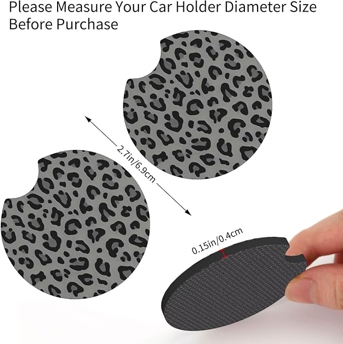 Black Leopard Print Steering Wheel Covern Cheetah Animal Print Steering Wheel Cover Anti-Slip Breathable Universal for Car Steering Wheel Cover for Men Women,with 2 Pieces Car Coasters