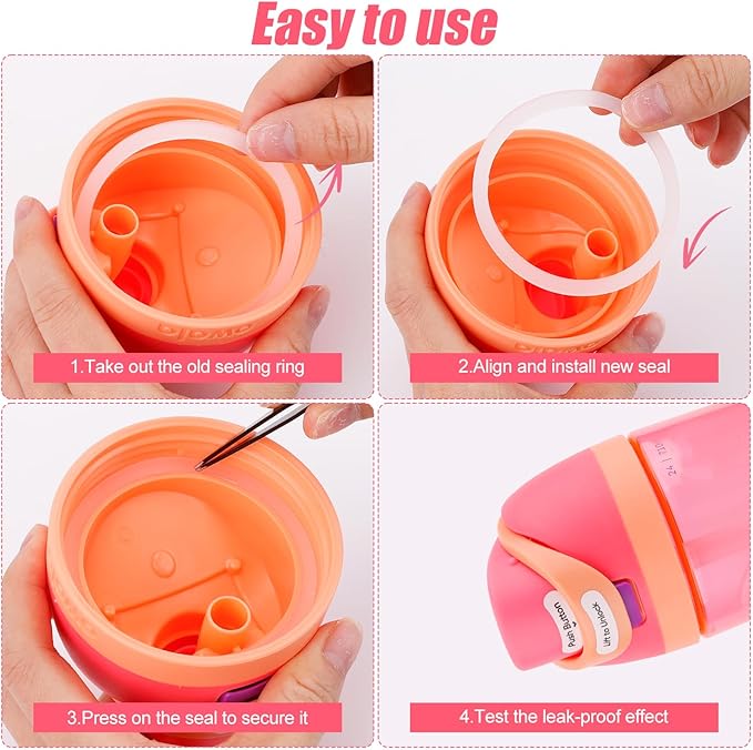 6 Pack Water Bottle Gasket Replacement for Owala FreeSip, Silicone Lid Seal O Ring Sealing Gaskets Replacement Parts Accessories Compatible with Owala Stainless Steel Cup (Clear)
