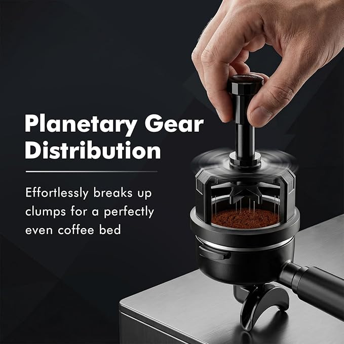 58mm Press & Spin WDT Tool, Espresso Stirrer with 8 Needles, Magnetic Base, Adjustable Depth, Compatible with E61, Breville 920XL, Gaggia, Rancilio, Barista Coffee Distribution Tool