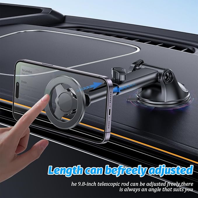 Magnetic Car Phone Holder, 360° Adjustable Vehicle Cell Phone Mount with Suction Cup Stand, Automotive Smartphone Holder for Dashboard Windshield, Universal for SUV RV Truck (StyleB)