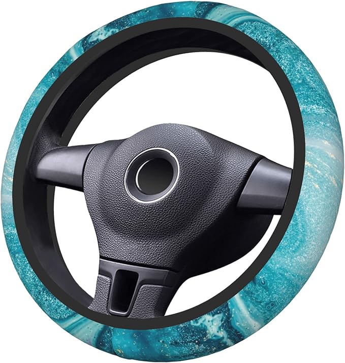 Blue Marble Steering Wheel Cover for Women Men Girls, Universal 15 Inch Anti Slip Steering Wheel Protector Car Accessories Interior for Auto Truck SUV
