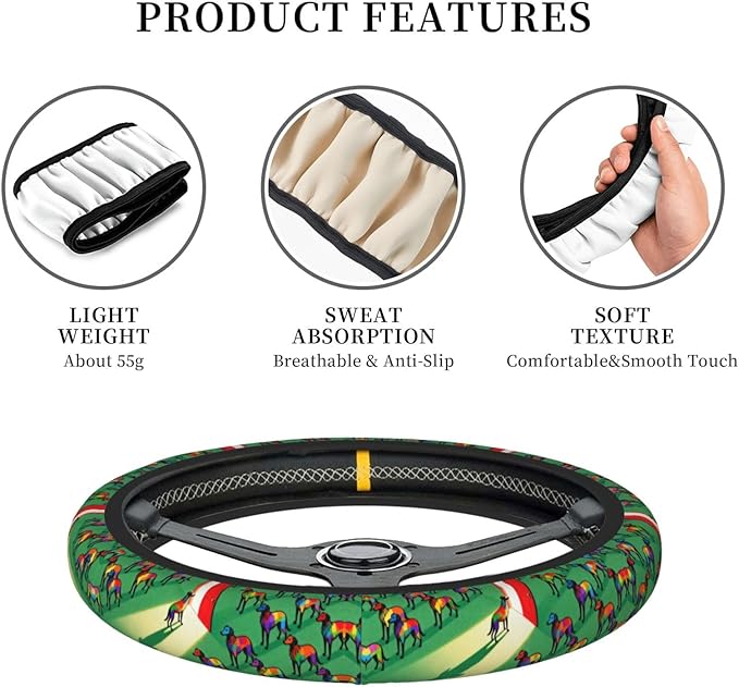 Colorful Tulear Dog Neoprene Steering Wheel Covers Women Men Car Accessories, Universal 15 Inch Fit Auto, Suvs, Truck