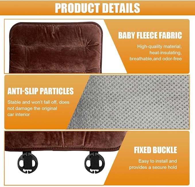 Car Seat Cushion, Breathable Soft Auto Front Seats Protector Pad for Comfortable Driving, Warm Vehicle Interior Driver Seat Non-Slip Decorative Accessory for Most Cars(Brown)