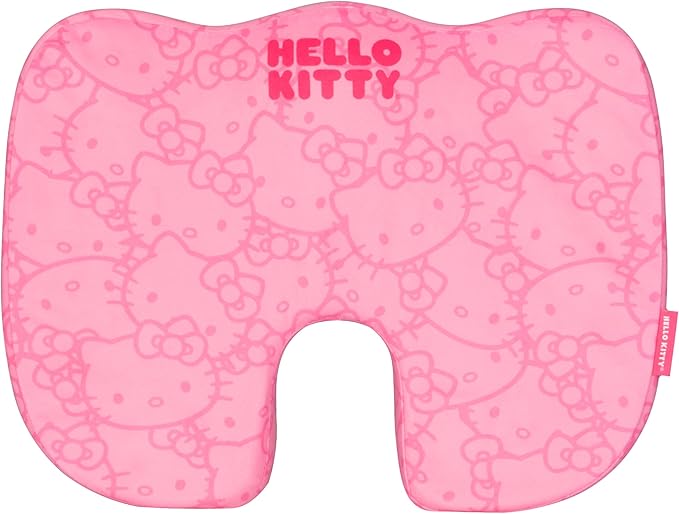 Carbella Officially Licensed Hello Kitty Seat Cushion - Cute Pink Office Chair Cushion for Car, Home, Work or Desk - Comfort Memory Foam Cushions for Coccyx, Back, Tailbone Pain Relief Pillow