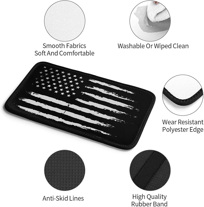 Vintage Black American Flag Car Armrest Cover Auto Center Console Pad Soft Car Armrest Cushion Handrail Box Universal Decoration Cushion
