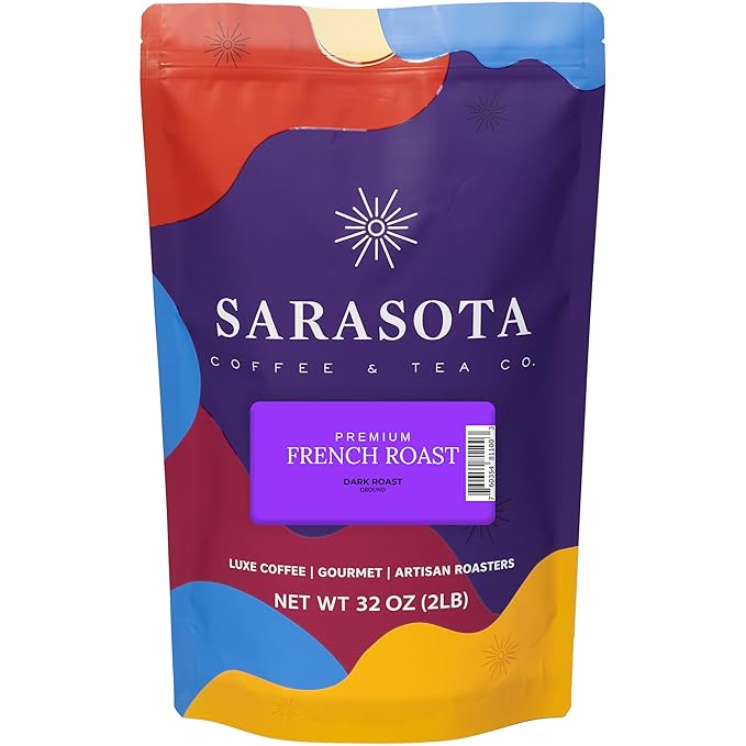 2 lb French Roast Ground Coffee | Dark Roast European Coffee | Extra Bold Strong Bulk Ground | Low Acid, Specialty Grade | 32 oz
