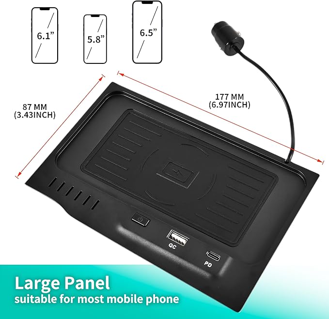 Wireless Charger for 2019-2024 Nissan Altima L34 Style Accessories, USB-A USB-C Phone Wireless Fast Charging Panel for S/SR/SV/SR VC-Turbo/SL/Platinum/latinum VC-Turbo/Edition One