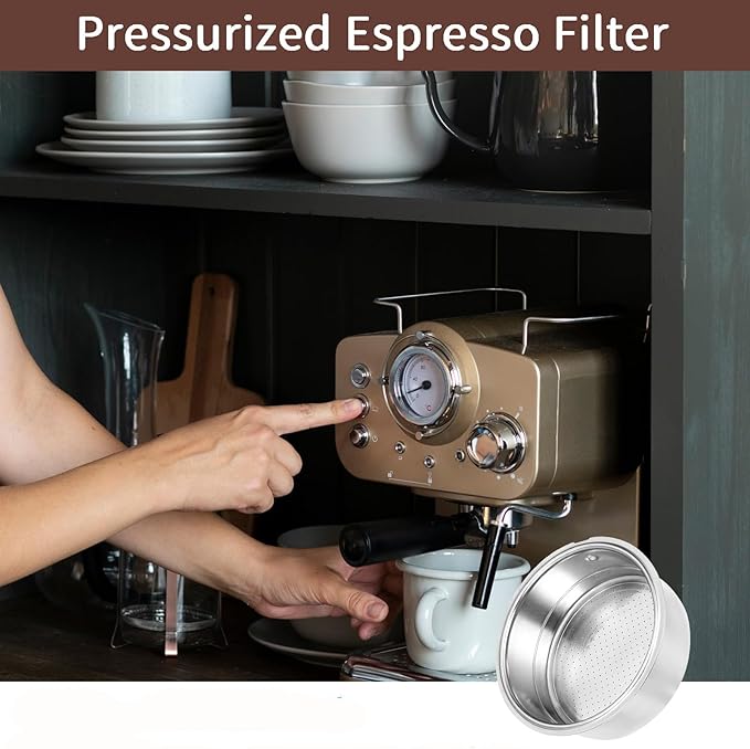 51mm Espresso Filter for CM5418, Double Cup Filter Basket Compatible for CASABREWS Espresso Machine CM5418, Double Layer Pressurized Coffee Filter Fits 51mm Portafilter