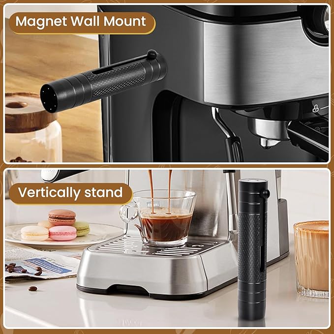 Espresso Distribution Tool,Wdt Tool Espresso With Magnetic Stand,Coffee Distributor With Retractable 6 Needles,Wdt Tool Espresso Stirrer 304 Stainless Steel For Barista(Black)