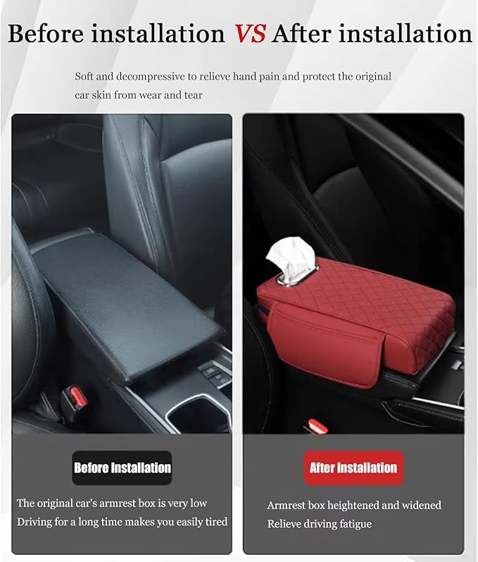Car Center Console Cover for Lexus RX SUV RX 300 /RX 350 /RX 350L /RX 350 L F/RX 450h /RX 450hL, Leather Car Arm Rest Cover, Car Armrest Cushion with 2 Storage Bags Car Center Console Armrest Pad