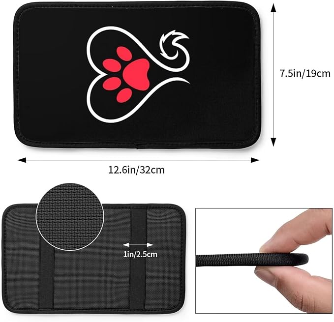 Paws Car Center Console Armrest Cover Dog Paw Footprint Cars Decor Accessories Pet Armrest Cushion Pad Black Cute Comfortable and Anti-Scratch Arm Rest Covers