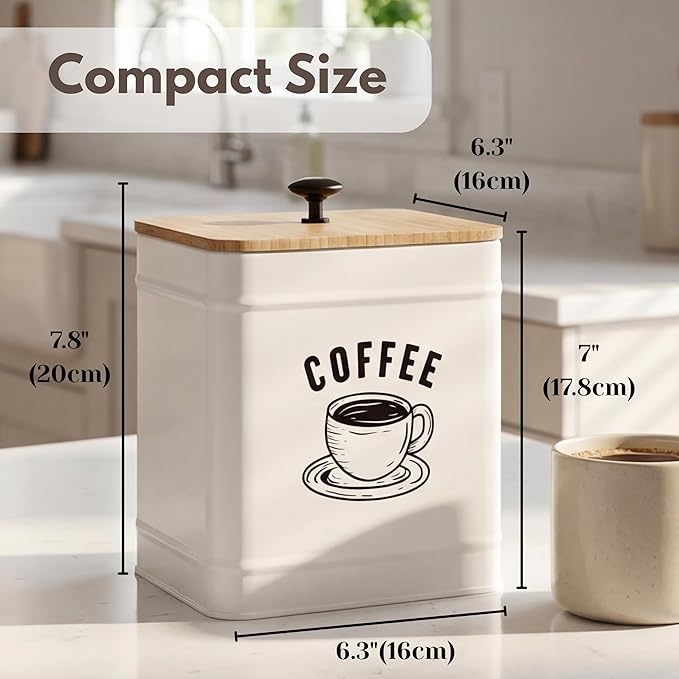PERFNIQUE Coffee Canister, Airtight Coffee Bean Storage Container, Café Grounds Container, Cafe Jar Cafe Holder, K Cup Holder, Food Storage Container, Farmhouse Kitchen Decor