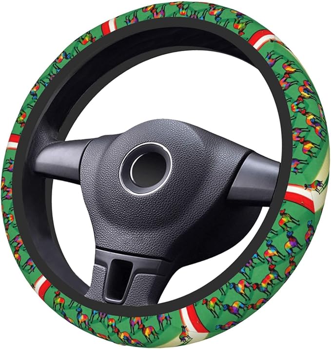 Colorful Tulear Dog Neoprene Steering Wheel Covers Women Men Car Accessories, Universal 15 Inch Fit Auto, Suvs, Truck