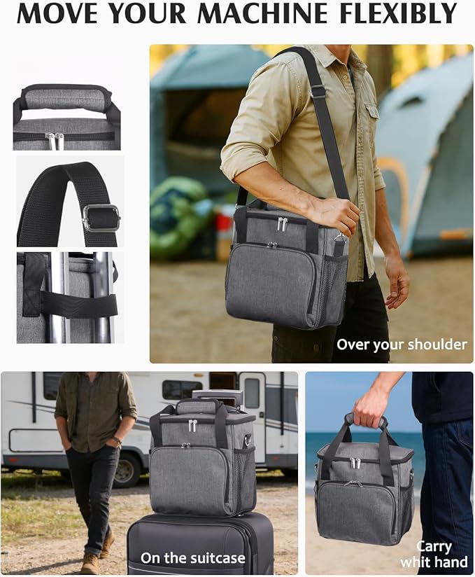 JISHAHS Travel Carrying Bag for Keurig K-Mini Mate Coffee Maker, Single Serve Coffee Brewer Portable Storage Bag with 3-Way Carry, Padded Multi-Pocket Storage Accessories