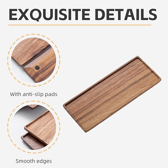 Mini Wooden Serving Platter, Small Wood Serving Tray for Tea/Coffee (Acacia Wood, M)