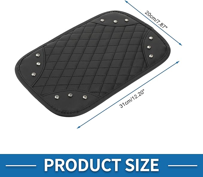 Car Armrest Cushion Pad Non-slip 12.20"x7.87" Seat Box Cover Protector PU Black Center Console Lid