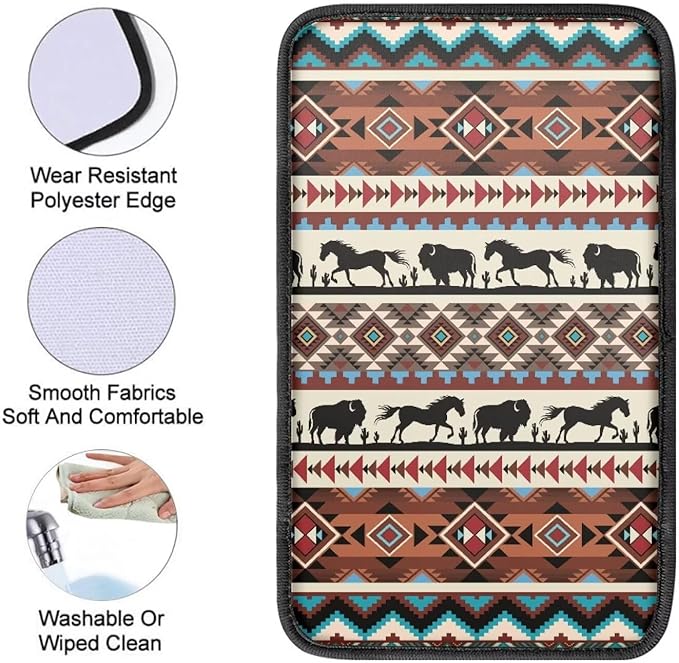 Horeset Aztec African Tribal Auto Console Covers Non-Slip Arm Rest Protector Universal Fit Car Accessories Easy to Install