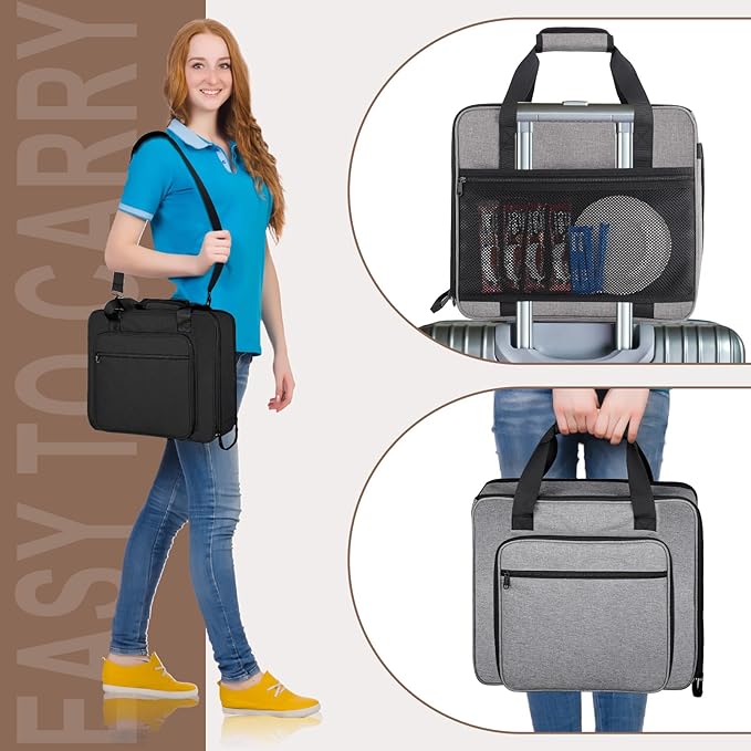 Portable Carrying Coffee Maker Travel Bag Match for Keurig K-Slim/K-Iced Plus, Single Serve Coffee Machine Travel Bag with Padded Shoulder Straps Includes Multiple Storage Bags, Grey