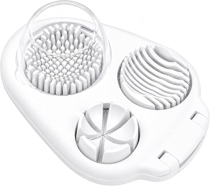 3-in-1 Egg Slicer for Hard Boiled Eggs - Multipurpose Stainless Steel Wire Cutter and Dicer for Strawberries, Mushrooms, and Soft Fruits - Dishwasher Safe Kitchen Tool